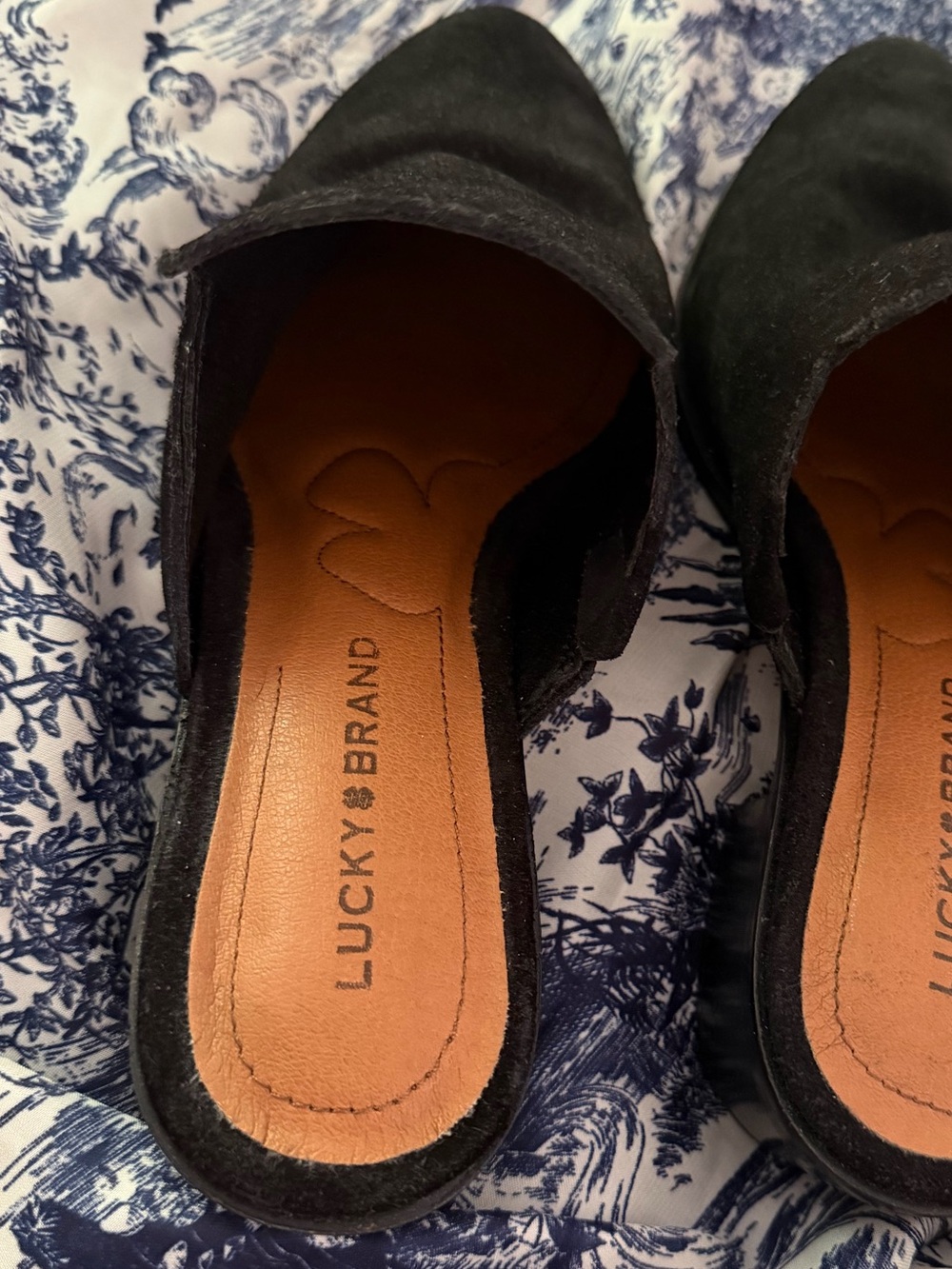 Lucky Brand Black Suede Mule Slides